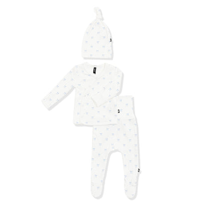 Pointelle Take Me Home Set with Cap in Sweet Blue Bow