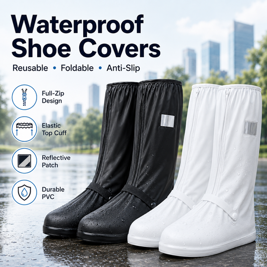 Reusable Waterproof Shoe Covers, Anti‑Slip Foldable Rain Boot Covers