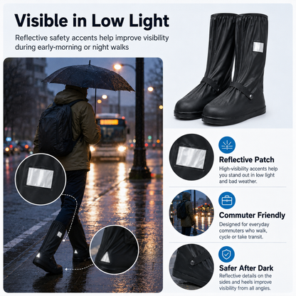 Reusable Waterproof Shoe Covers, Anti‑Slip Foldable Rain Boot Covers