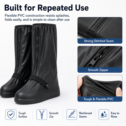 Reusable Waterproof Shoe Covers, Anti‑Slip Foldable Rain Boot Covers