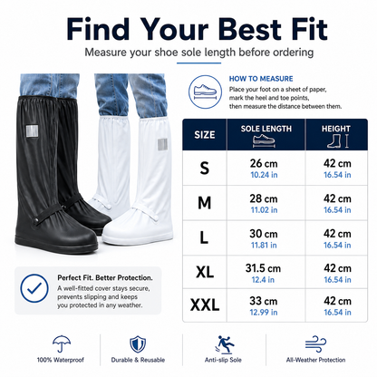 Reusable Waterproof Shoe Covers, Anti‑Slip Foldable Rain Boot Covers