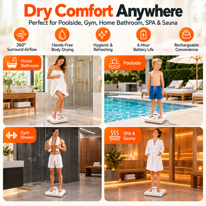 Rechargeable Hands-Free Full Body Dryer | Warm & Cool Air for Shower, Pool, Gym & Spa