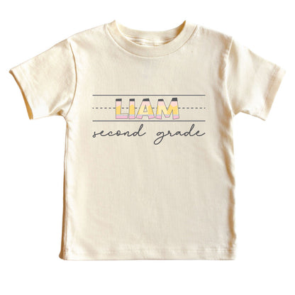 Personalized New Grade Kids Graphic Tee | Natural