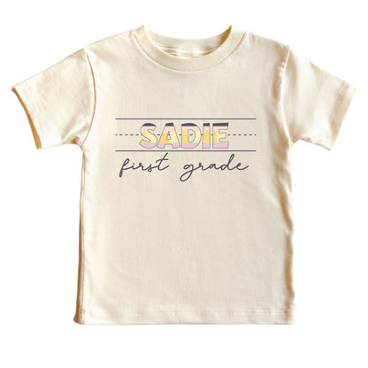 Personalized New Grade Kids Graphic Tee | Natural