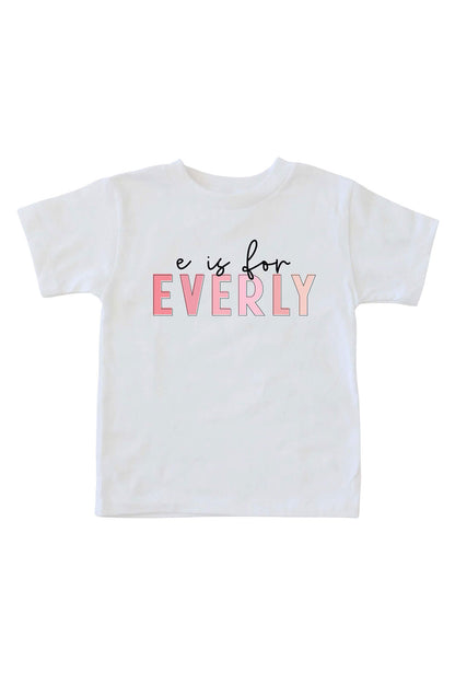Personalized Pink Color Block Kids Graphic Tee | White