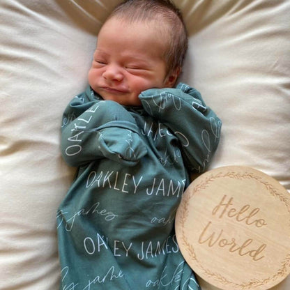 Solid Jade Personalized Newborn Baby Knot Gown