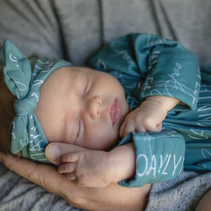 Solid Jade Personalized Newborn Baby Knot Gown
