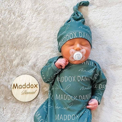 Solid Jade Personalized Newborn Baby Knot Gown